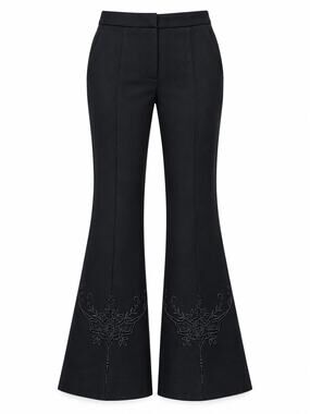 Stella McCartney Black Wool Flare Trouser Eyelet Detail Size 36 IT 2 US